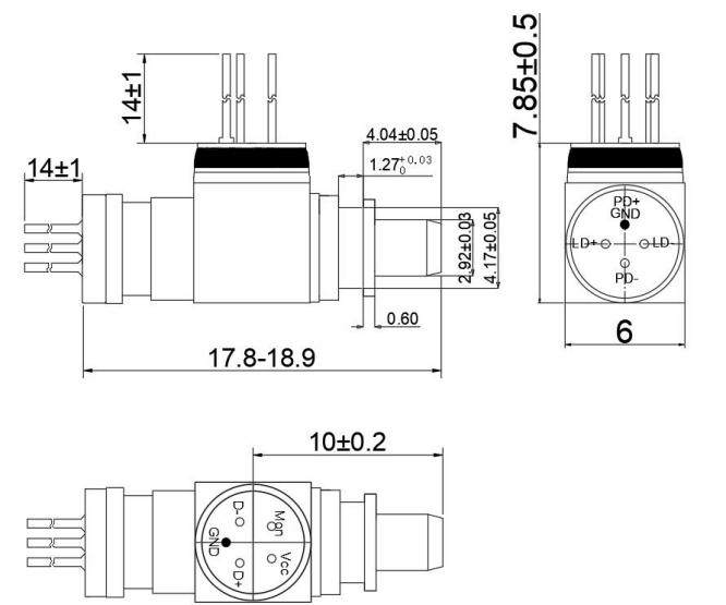 Analog BOSA Package Dimensions and Pin Description